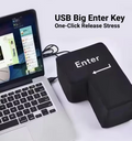 Giant USB Enter Key Stress Relief Pillow, Big Computer Keyboard Button Cushion for Desk Venting and Relaxation