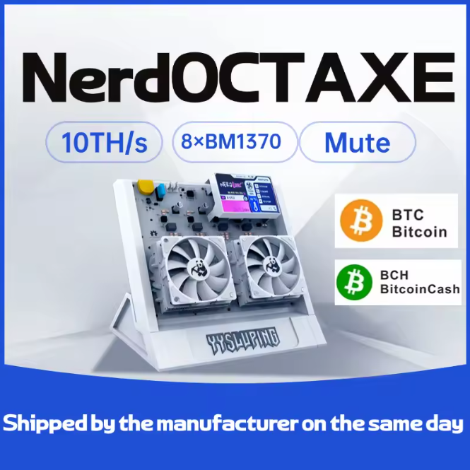 2025 New Bitaxe Nerd OCTAXE Air-Cooled Bitcoin Miner, 10TH/s Computing Power, Available in Black, White, and Red