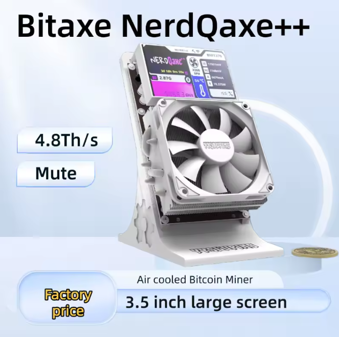 Bitaxe NerdQaxe++ 4.8TH/s Personal Bitcoin Miner, Blockchain Cryptocurrency Mining Device with 3.5" Display and Silent Cooling Fan