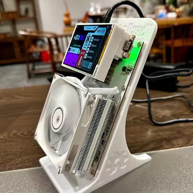 Bitaxe NerdQaxe++ 4.8TH/s Personal Bitcoin Miner, Blockchain Cryptocurrency Mining Device with 3.5" Display and Silent Cooling Fan