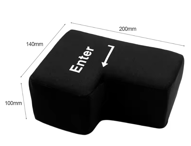 Giant USB Enter Key Stress Relief Pillow, Big Computer Keyboard Button Cushion for Desk Venting and Relaxation