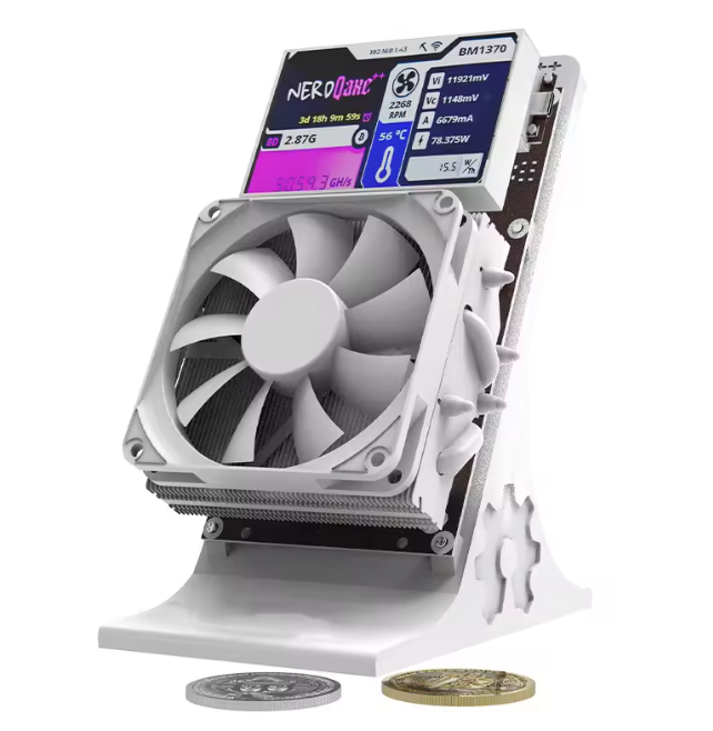 Bitaxe NerdQaxe++ 4.8TH/s Personal Bitcoin Miner, Blockchain Cryptocurrency Mining Device with 3.5" Display and Silent Cooling Fan