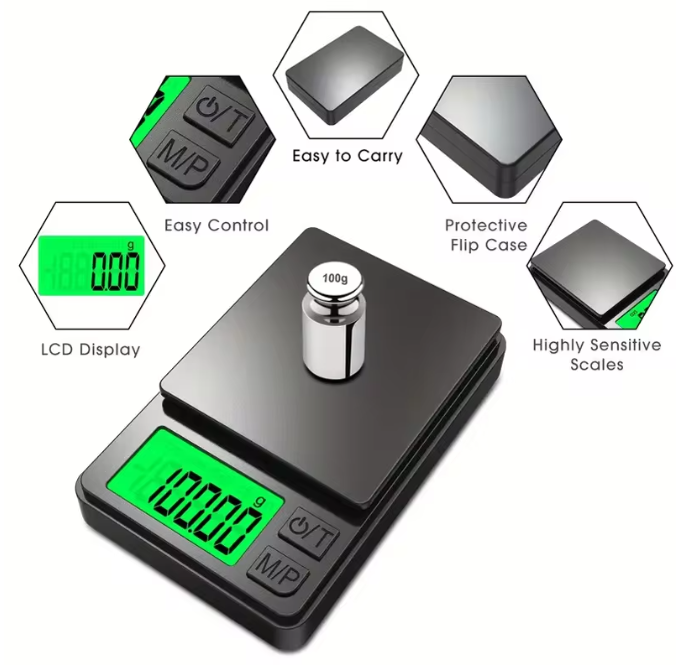Precision Pocket Scale, Digital Gram Scale for Food, Jewelry, Ounces/Grains with Backlit LCD Display – Mini Travel Scale
