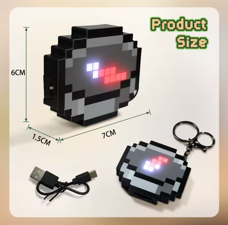 Minecraft Pixel Wind Compass Keychain, Portable Compass Toy and Real-World Trinket for Fans and Collectors