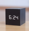 Square Wooden Retro LED Digital Alarm Clock, Voice Control, Snooze Function, Luminous Desk and Table Decoration