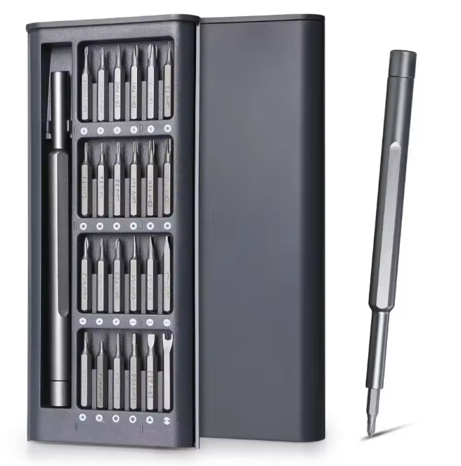25-in-1 Precision Screwdriver Set with Magnetic Handle, Flathead and Hex Bits