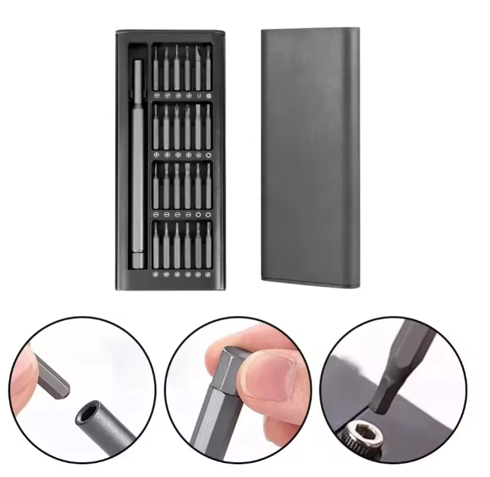 25-in-1 Precision Screwdriver Set with Magnetic Handle, Flathead and Hex Bits