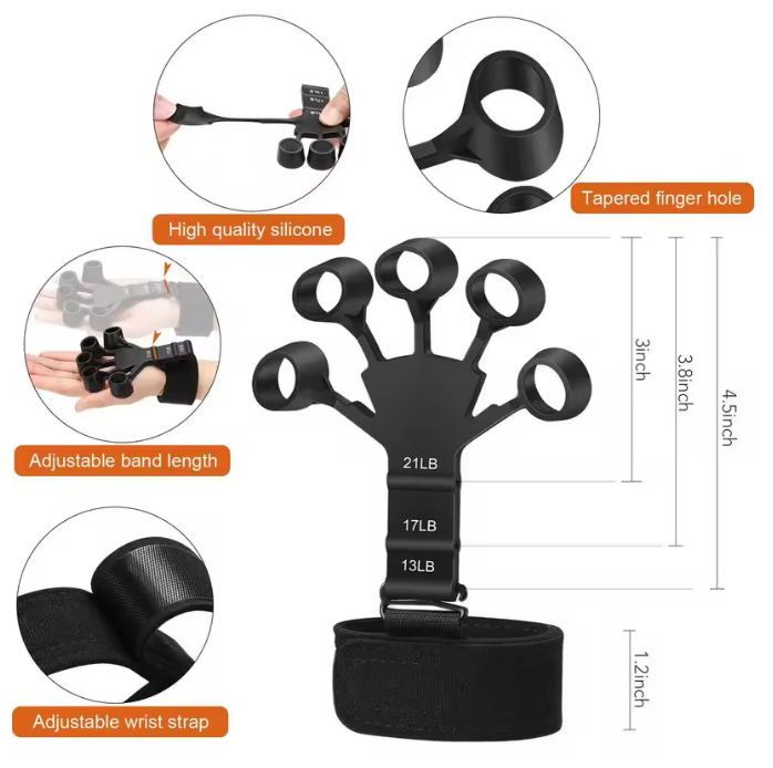 1 Pc Silicone Hand Grip Strengthener, Finger Power Trainer, Hand Exerciser for Gym, Fitness, and Rehabilitation