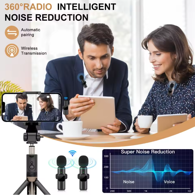 New Wireless Lavalier Microphone, Portable Mini Mic for Audio and Video Recording, Compatible with iPhone, Android, Live Streaming, and Gaming
