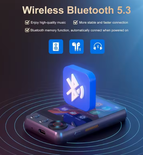 128GB MP3 Player with Bluetooth 5.3, Portable Music Player with 2.4" Full Touch Screen, Built-in Speaker and Micro SD Card Slot