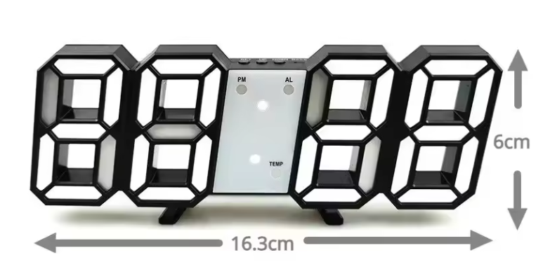 3D LED Digital Alarm Clock, Wall Clock with Time/Date/Temperature Display for Home, Kitchen, Office, or Garden Decoration