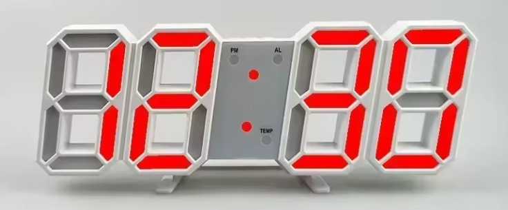 3D LED Digital Alarm Clock, Wall Clock with Time/Date/Temperature Display for Home, Kitchen, Office, or Garden Decoration