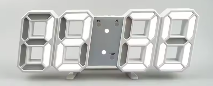 3D LED Digital Alarm Clock, Wall Clock with Time/Date/Temperature Display for Home, Kitchen, Office, or Garden Decoration