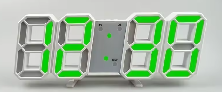 3D LED Digital Alarm Clock, Wall Clock with Time/Date/Temperature Display for Home, Kitchen, Office, or Garden Decoration