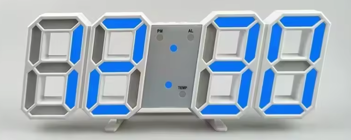 3D LED Digital Alarm Clock, Wall Clock with Time/Date/Temperature Display for Home, Kitchen, Office, or Garden Decoration